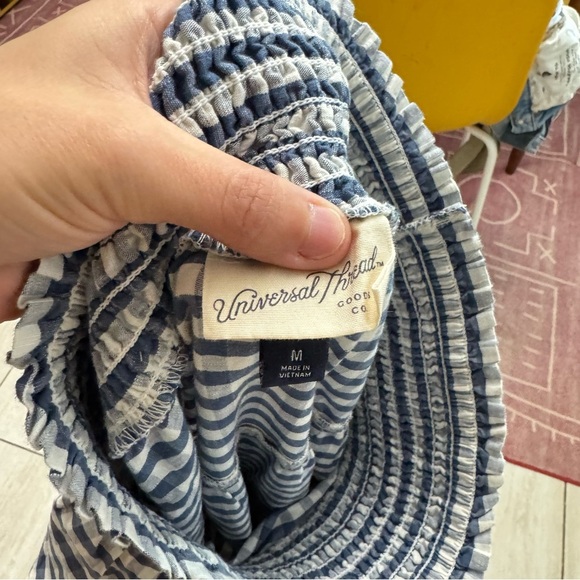 Universal Thread Blue White Tiered Gingham Check MIDI Maxi dress M - Picture 2 of 6